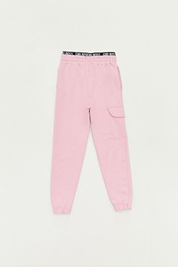Fulla Moda Yazı Baskılı Beli Lastikli Kız Çocuk Jogger Eşofman Altı
