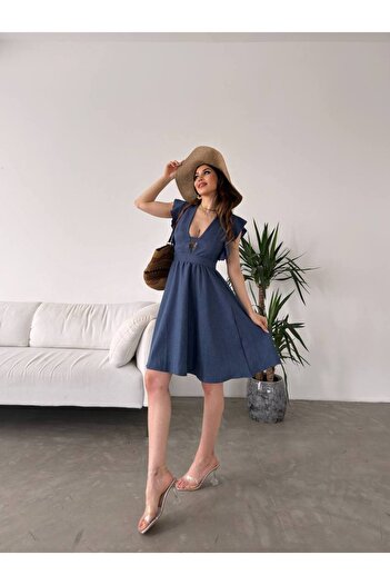 LB Laluna Butik Kadın Kolu Volanlı Günlük Elbise