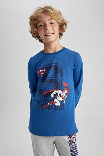 DeFacto Erkek Çocuk Superman Penye Uzun Kollu Pijama Takımı A9611a823wn