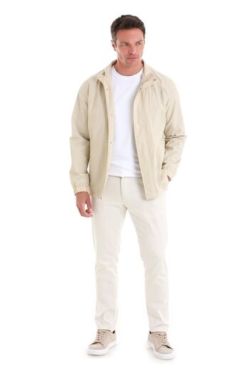 Hatemoğlu Beige Slim Fit Seasonal Straight Stand Collar Coat