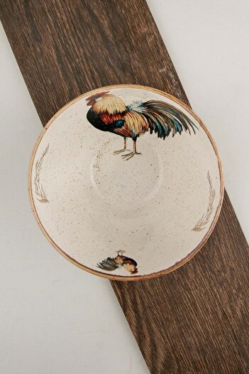 Bursa Porselen Dekor Porcelain Retro Rooster Salad Bowl
