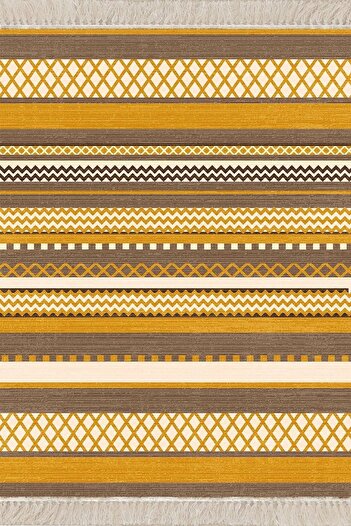 on the clouds Kilim Desenli Etnik Dijital Baskı Yıkanabilir Kaymaz Taban Eskitme Salon Halı ve Yolluk