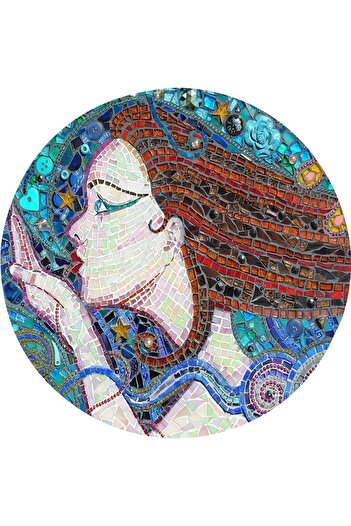 on the clouds Mozaik Desenli Deniz Kızı Dijital Baskı Yıkanabilir Kaymaz Taban Salon Halısı Ve Yolluk