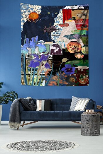 on the clouds Renkli Dünyam Leke Tutmaz Kumaş Duvar Örtüsü Duvar Halısı Tapestry