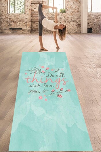 on the clouds Do All Things With Love Washable Non-Slip Base Stain-Proof Yoga Mat Pilates Mat