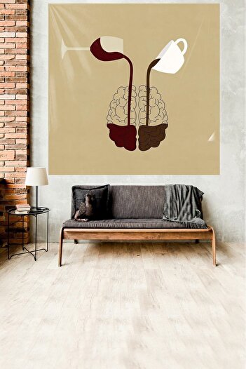 on the clouds Coffee Station Themed Pattern Stain Resistant Velvet Textured Fabric Wall Cloth Wall Carpet Tapestry