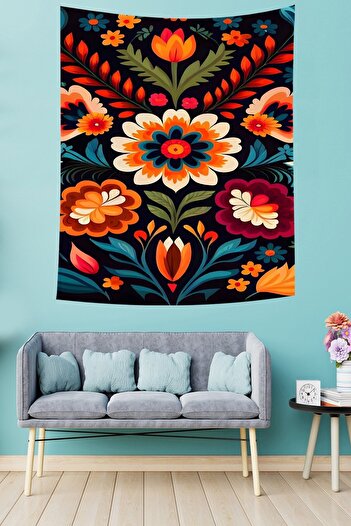 on the clouds Vintage Flower Stain Resistant Fabric Wall Cover Wall Carpet Tapestry