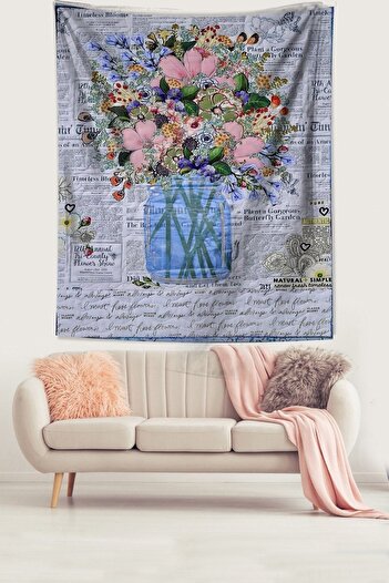 on the clouds Gazete Üzerinde Flower Desen Leke Tutmaz Kumaş Duvar Örtüsü Duvar Halısı Tapestry