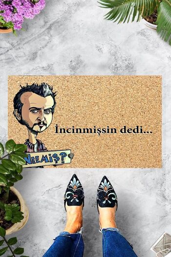 on the clouds Digital Printed Decorative Door Mat with Writing "Mecnun