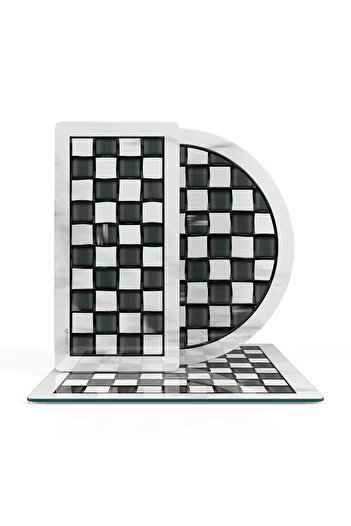 Decovetro MacKenzie 3-Piece Mixed Set - Glass Serving Plate, Black and White