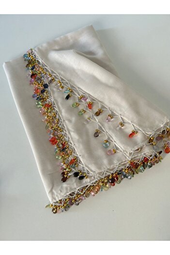 TREND Handcrafted Edge Beaded Handcrafted Writing Cheesecloth Crochet Embroidery
