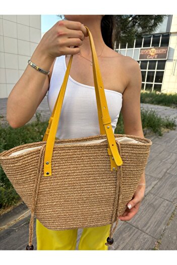 MaVaux Aura Jute Straw Shoulder Bag - Genuine Leather Women