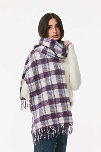 Fulla Moda Plaid Patterned Soft Textured Shawl