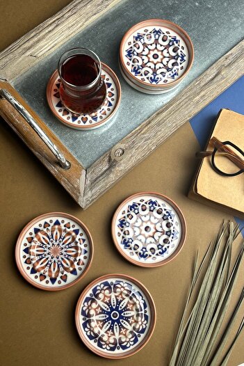 tabakevi TABAK EVİ Stoneware Mozaik Red Sefa 6 lı Çay Tabağı 10cm