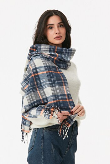 Fulla Moda Plaid Patterned Soft Textured Shawl