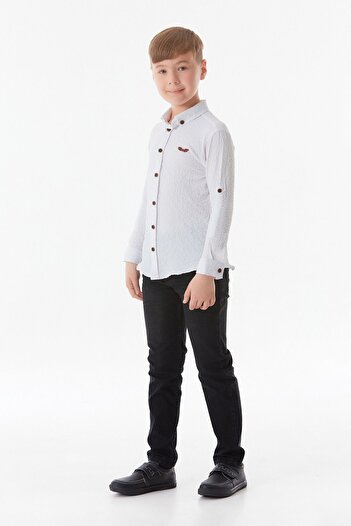Fulla Moda Embroidered Burlap Fabric Boy's Shirt