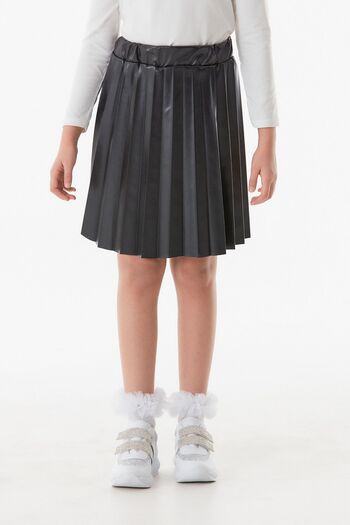 Fulla Moda Faux Leather Girl's Skirt with Elastic Waist