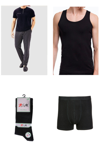 BSM High Quality Men's Striped Navy Blue Pajamas Set and Dowry Set - Short Sleeve