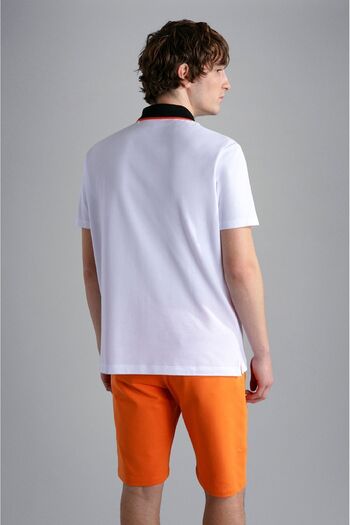 PAUL&SHARK Men's Polo Collar Button Closure Short Sleeve White Polo Collar T-Shirt24411351-010