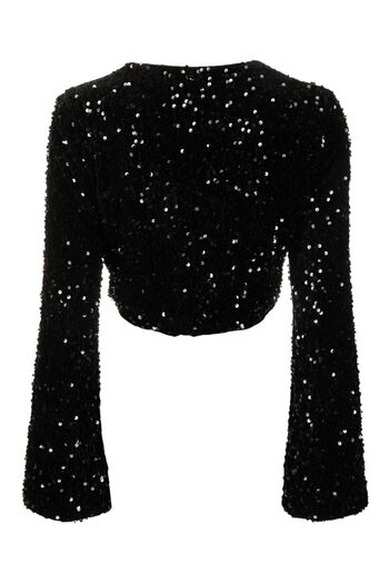 Liu Jo Women's Glitter Long Sleeve Round Neck Stylish Black Tunic MF3337J4591-22222