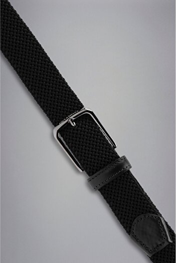 PAUL&SHARK Men's Logo Detailed Metal Buckle Adjustable Black Belt24416004-011