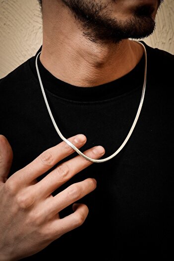 Ebrar Silver Gümüş Balık Sırtı Kolye 925 Ayar Gümüş Balıksırtı Model Unisex Zincir