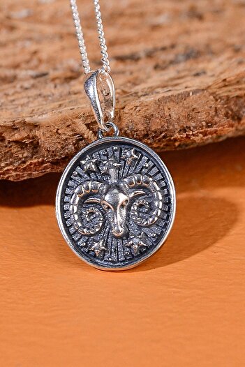 Ebrar Silver Gümüş Koç Burcu Kolye 925 Ayar Gümüş Koç Burç Unisex Kolye