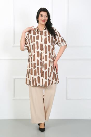 By Alba Collection Women's Mink Cotton Viscose Large Size Tunic