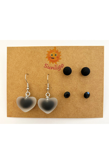 Sunligo Colorful Heart and Bulk Earrings Set - 3 Pairs of Earrings