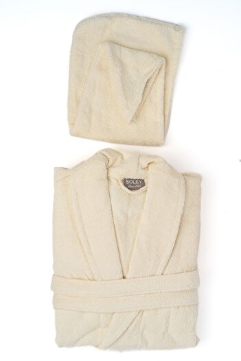 Soley Mayda - Extra Soft 100% Cotton Women's Bathrobe and Hair Cap Set