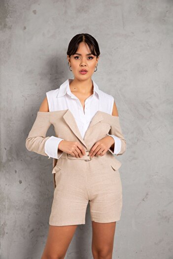 SHUGAA Linen Shorts Jumpsuit - Women's Shirt