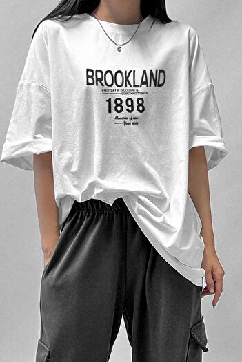 Teenage Millionaire 1898-as nyomott fehér oversize Salas Boyfriend női póló