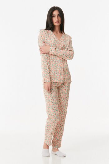 Fulla Moda Floral Printed Buttoned Pajamas Set