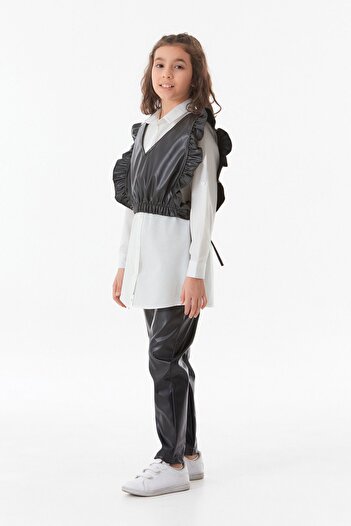 Fulla Moda Leather Side Tie Girl's Set
