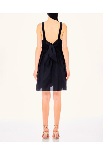 Liu Jo Women's Cotton Logo Woven Fabric Black Dress MA4071MA23A-22222