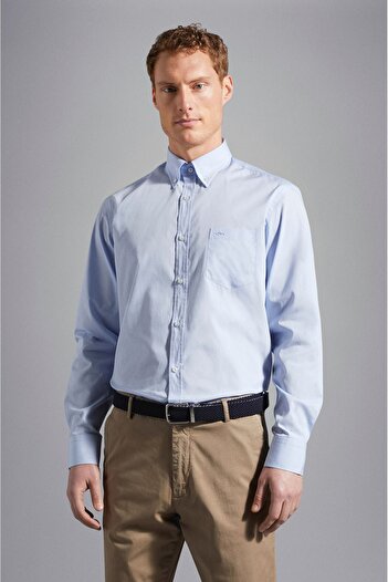 PAUL&SHARK Men's Cotton Regular Cut Comfortable Blue Shirt C0P3001-477
