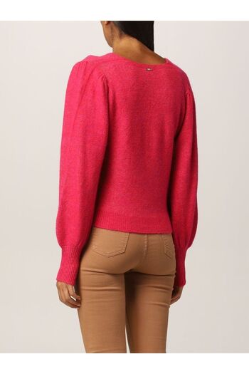 Liu Jo Women's Wool V-Neck Long Sleeve Pink Sweater Wf1554ma79l-fus