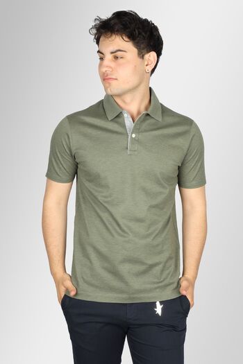 PAUL&SHARK Green Men's Polo Collar T-Shirt - Cotton, Short Sleeve, Daily Use24411210-446