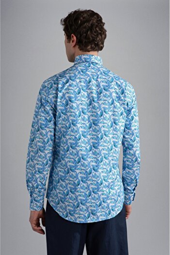 PAUL&SHARK Men's Cotton Regular Cut Comfortable Blue Shirt24413136-F02