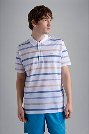 PAUL&SHARK Men's Polo Collar Button Closure Short Sleeve White Polo Collar T-Shirt24411269-168
