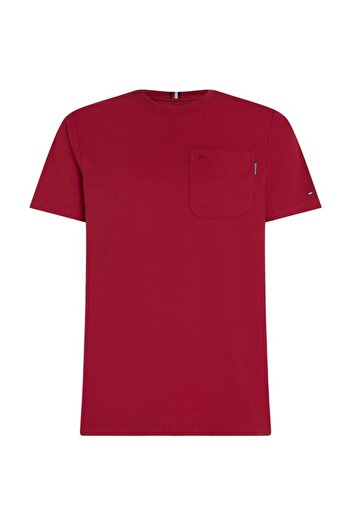 Tommy Hilfiger Men's Brand Logo Detailed Short Sleeve Round Collar Red T-Shirt MW0MW33696-XJV