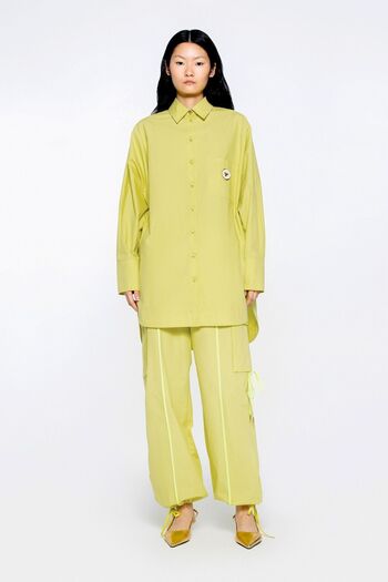 GİZİA Cargo Pocket and Lace Detailed Neon Green Piping Decorated Elastic Waist Trousers