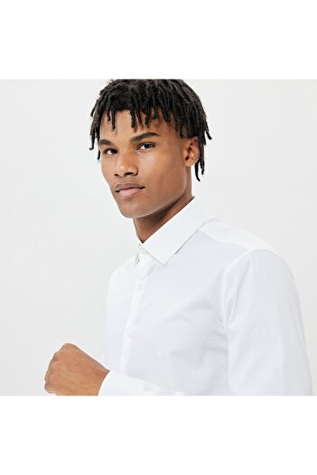 Calvin Klein Erkek Pamuklu Slim Fit Ince Düğme Kapamalı Beyaz Gömlek K10k108229-0k4