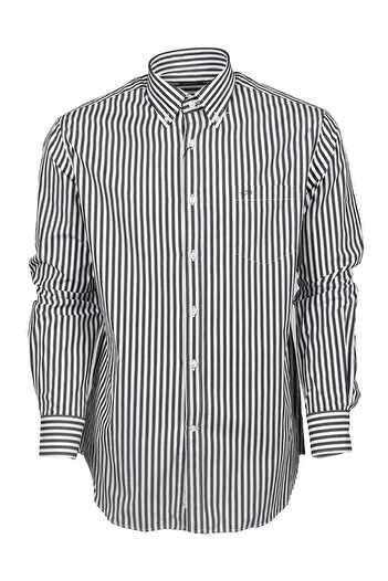 PAUL&SHARK Men's Brand Logo Button-Down Shirt Collar Long Sleeve White-Black Shirt13313121-007