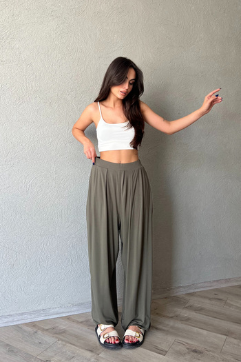 Seda Yalçın Atelier Khaki Modal Shalwar - Comfortable Trousers