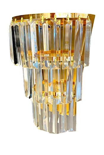 Çakır Aydınlatma PİLLİ APLİK KRİSTAL TAŞLI GOLD (PARLAK SARI) DUVAR AYDINLATMASI