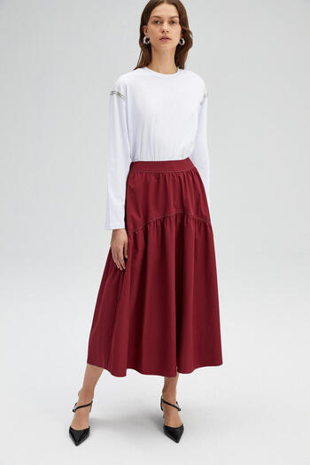 Touché Privé POPLIN SKIRT WITH CONTRAST STITCHING