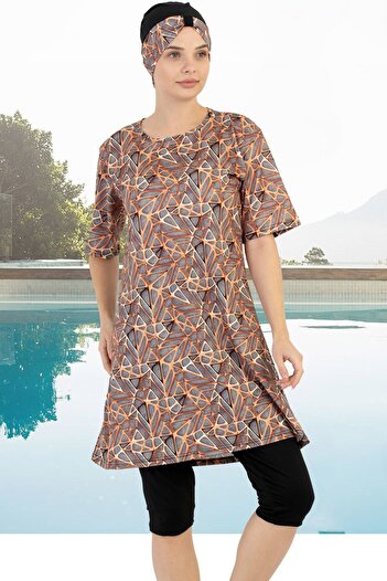 Jenny Daphne Fast Drying - Lycra Hijab Swimsuit with Chest Pad (Short Sleeve, No Underwear) 1604-49