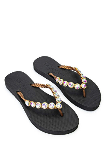 LAZAMANİ Lazamani Women's - Vegan Black Flat Slippers