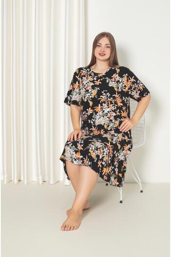Asel Viscose Combed Nightgown - Large Size